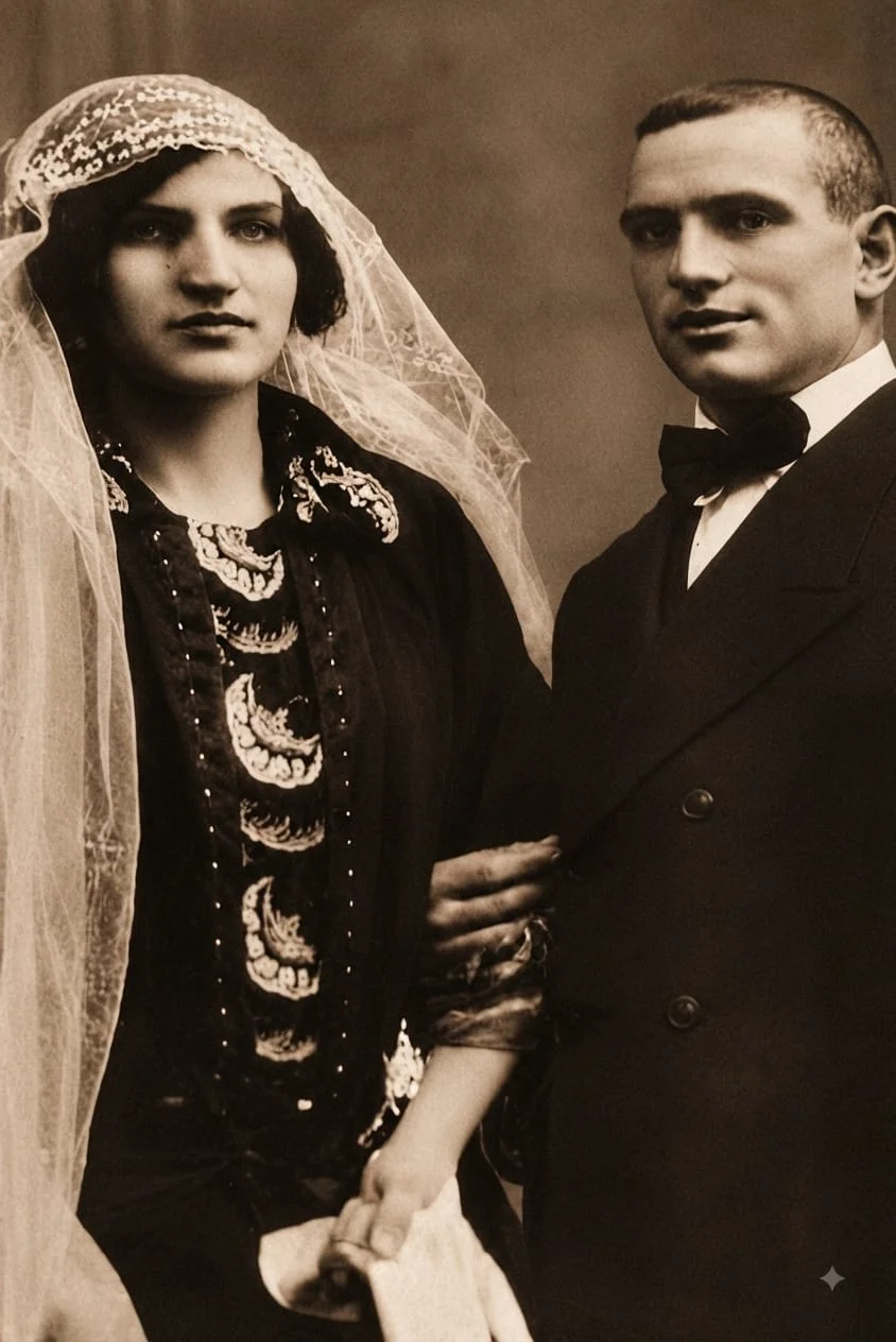 Retrato de boda de Arsacio Trejo y Pilar Pérez