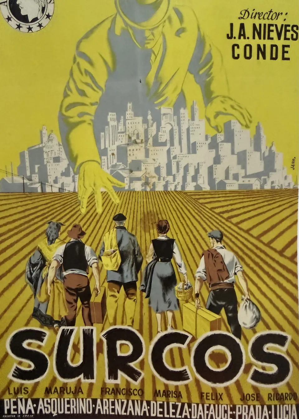 Cartel de la película Surcos, pintado por Jano